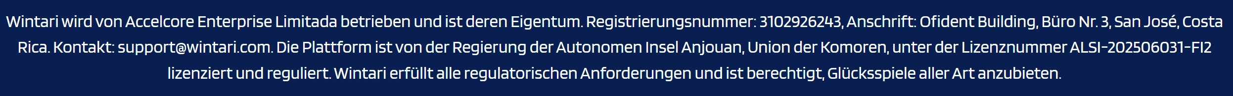Wintari Casino Sicherheit & Lizenz